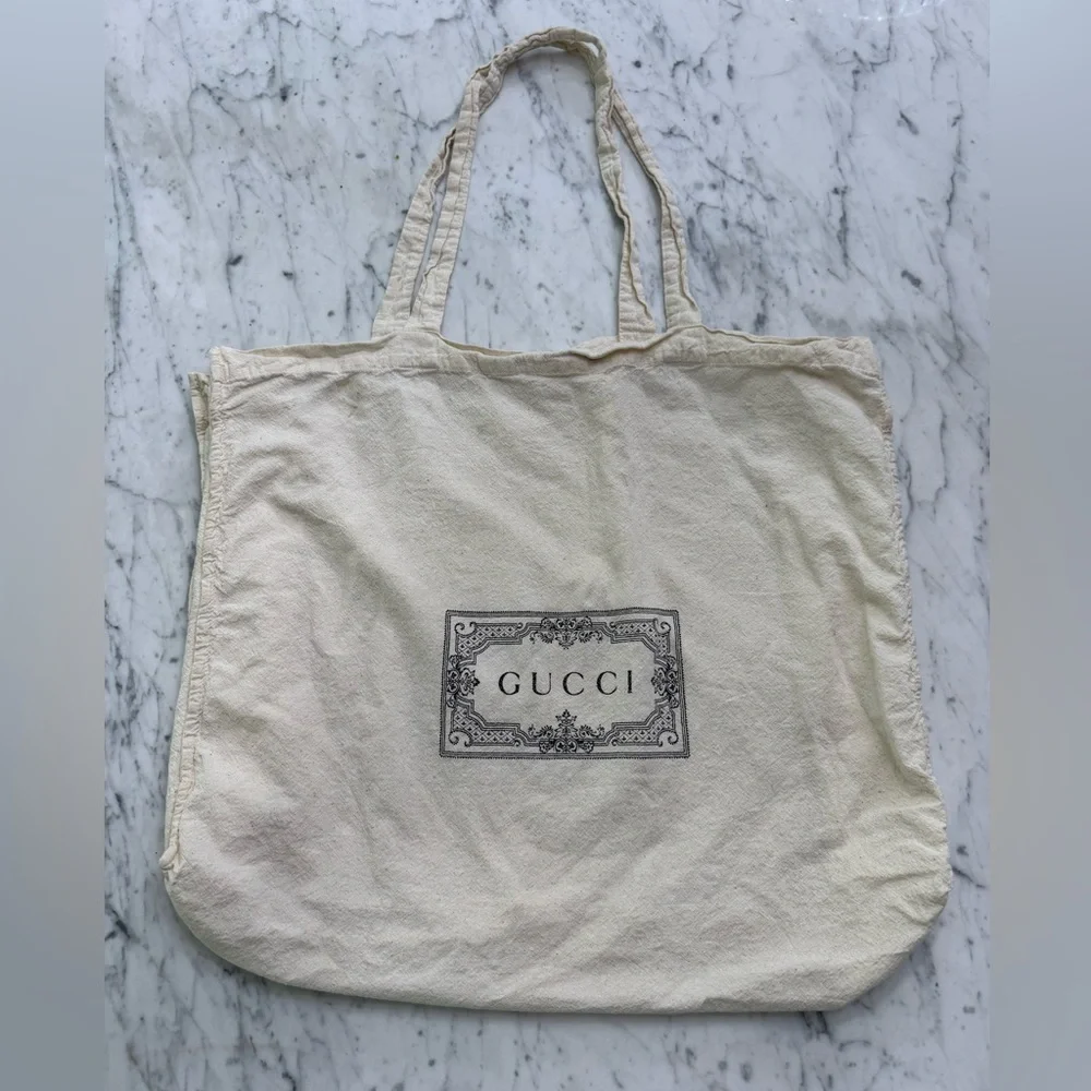 GUCCI Dust Bag Tote 20"×15"×6.5" Natural Cotton Handle Reusable Authentic - Picture 2 of 3